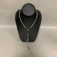 Load image into Gallery viewer, Vintage Clear Aurora Borealis Crystal Beaded Rosary As-Is (29" w/ 7" Drop)
