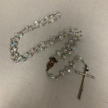 Load image into Gallery viewer, Vintage Clear Aurora Borealis Crystal Beaded Rosary As-Is (29" w/ 7" Drop)

