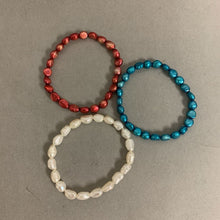 Load image into Gallery viewer, Red White &amp; Blue Freshwater Pearl Stretch Bracelet Set of 3
