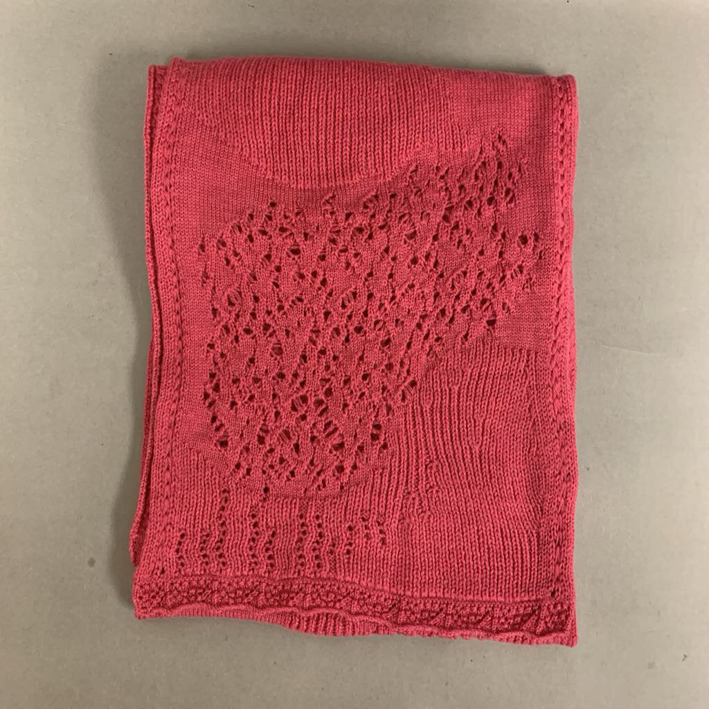 Eileen Fisher Pink Wool Pointelle Knit Scarf