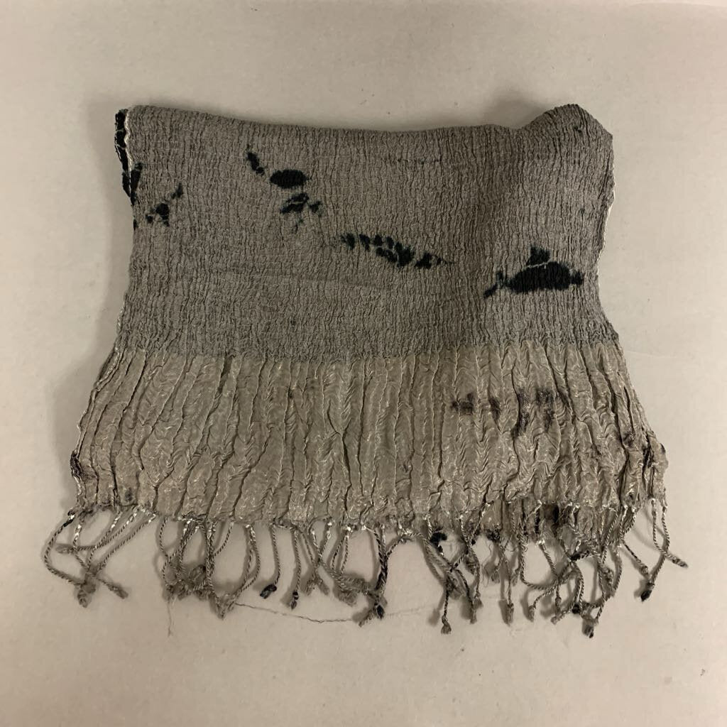 Eileen Fisher Gray Black Reverse Dyed SIlk Blend Scarf