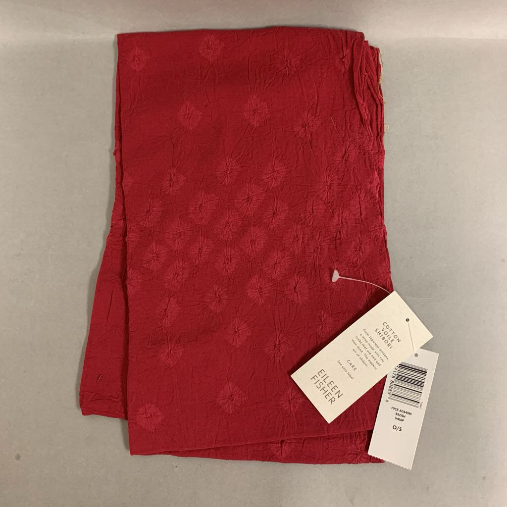 Eileen Fisher Maroon Cotton Voile Shibori Scarf NWT