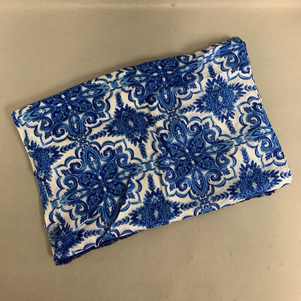 Talbots Blue White Tile Print Scarf NWT