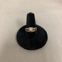 Load image into Gallery viewer, 14K White Gold Cubic Zirconia Engagement Wedding Ring Attached Set sz 6 (5.2g)
