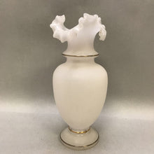 Load image into Gallery viewer, Anntique Hand Blown Bristol Glass Vase with Ruffled Edge (10&quot;)
