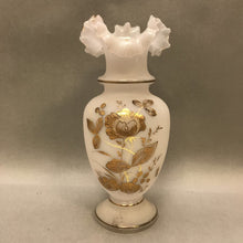 Load image into Gallery viewer, Anntique Hand Blown Bristol Glass Vase with Ruffled Edge (10&quot;)
