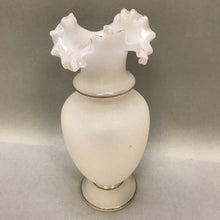 Load image into Gallery viewer, Anntique Hand Blown Bristol Glass Vase with Ruffled Edge (10&quot;)
