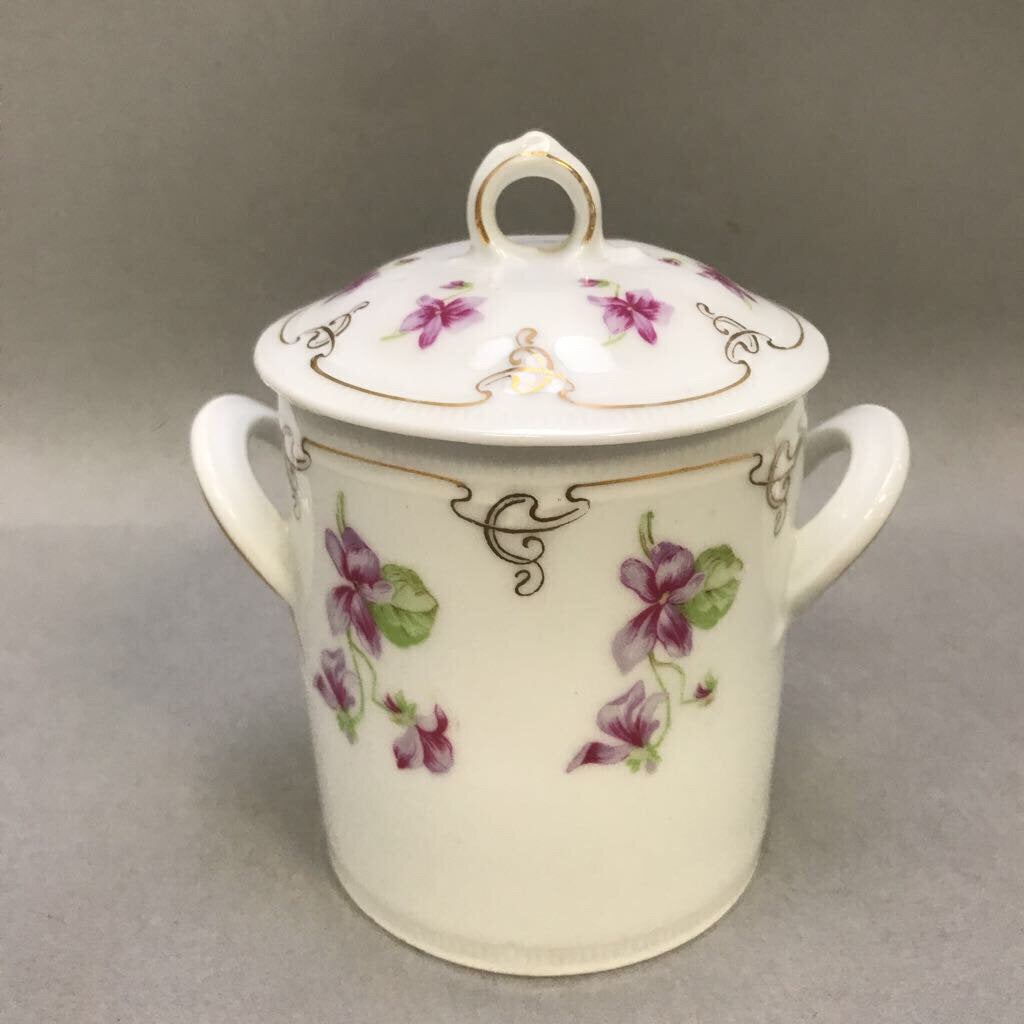 Antique Condensed Milk Container Porcelain Hand Painted Floral (4
