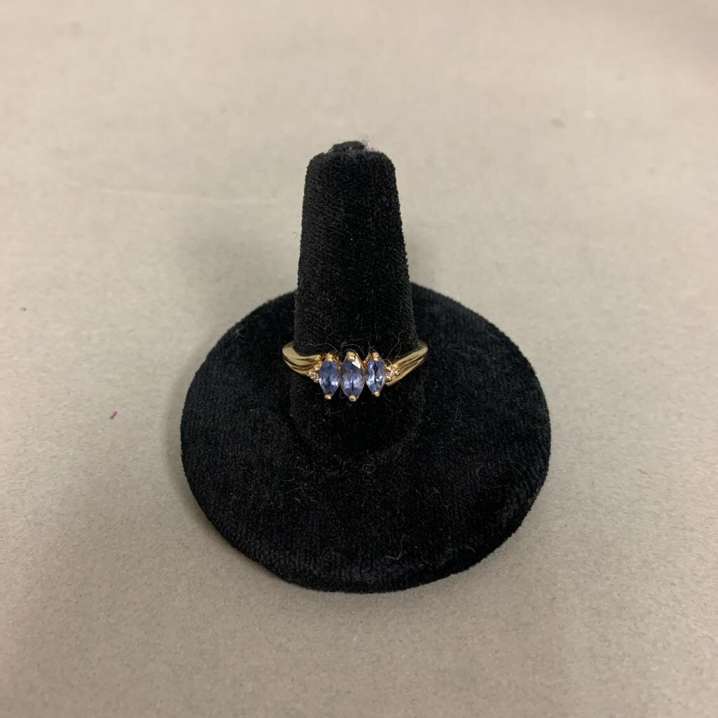 10K Gold Tanzanite Diamond Ring sz 7 (1.6g)