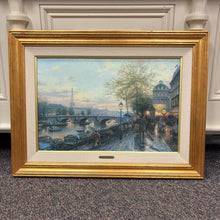 Load image into Gallery viewer, Framed Thomas Kinkade Paris Eiffel Tower &quot;City Of Lights 2&quot; Painting (27x36)
