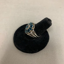 Load image into Gallery viewer, Sterling London Blue Topaz Flower Cluster Ring sz 6
