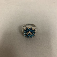 Load image into Gallery viewer, Sterling London Blue Topaz Flower Cluster Ring sz 6
