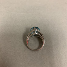 Load image into Gallery viewer, Stering Blue Topaz Trillion Cut Filligree Ring sz 6
