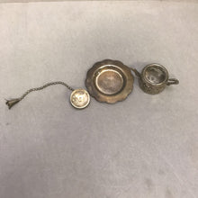 Load image into Gallery viewer, Vintage Silverplate Hanging Tea Strainer with Underplate
