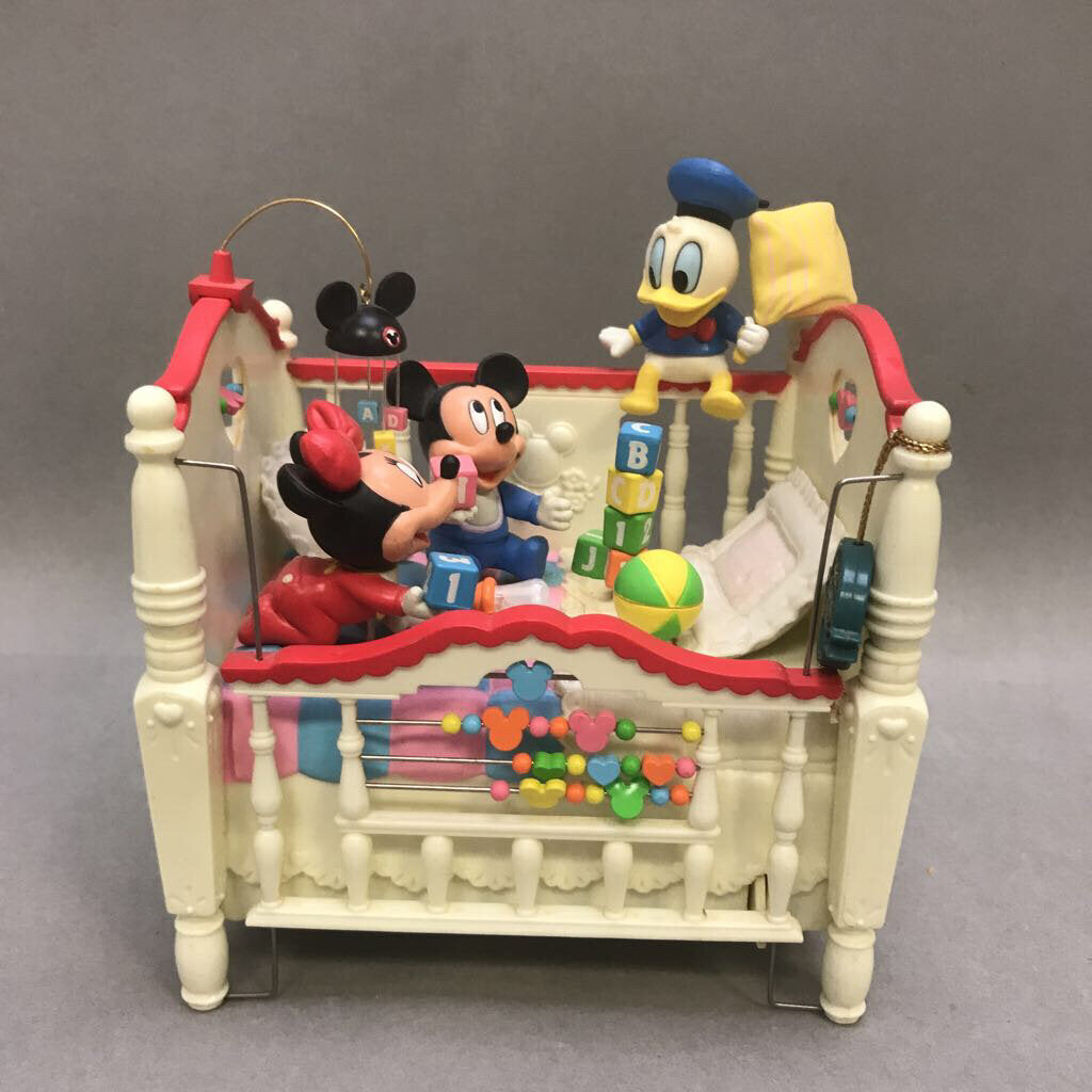 Enesco Disney Babies Musical Crib Commotion Mickey Minnie Mouse Donald Duck (5x5.5x4)