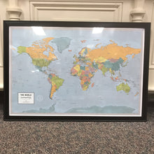 Load image into Gallery viewer, Black Framed World Map Print (26x38)
