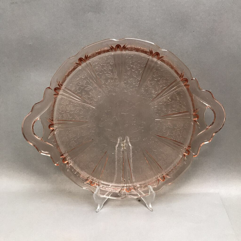Jeannette Glass 'Cherry Blossom' Two-Handled Hostess Tray (12.5x10)