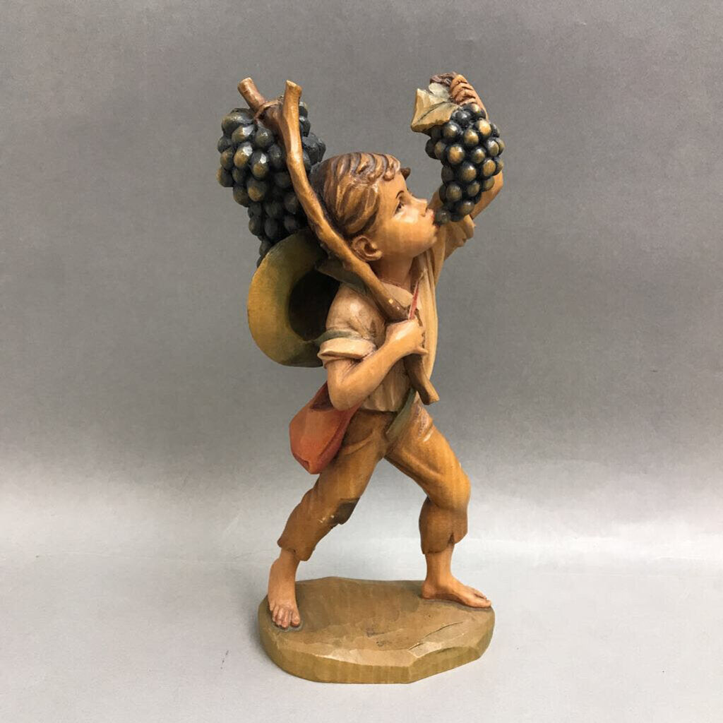 Anri Boy with Grapes Figurine (10.5