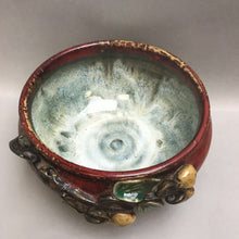 Load image into Gallery viewer, Red &amp; Green Pottery Bowl with Olive Motif (5x9)
