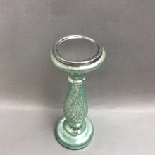 Load image into Gallery viewer, Green Mercury Glass Pillar Candle Holder Metal Top (12&quot;)
