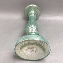 Load image into Gallery viewer, Green Mercury Glass Pillar Candle Holder Metal Top (12&quot;)
