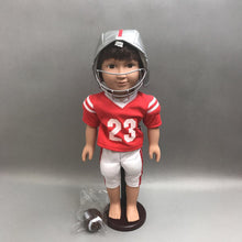 Load image into Gallery viewer, Cititoy Boy Doll; Short Brown Hair, Football Outfit (~18&quot;)
