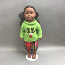 Load image into Gallery viewer, Cititoy Girl Doll; Black Pigtails, Christmas Sweater (18&quot;)
