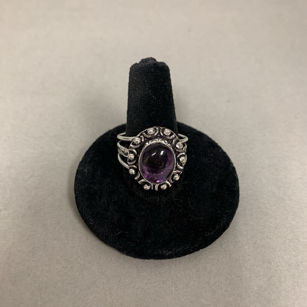 Silver Plated Amethyst Ring sz 9