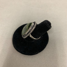 Load image into Gallery viewer, Silver Plated Green Jasper Ring sz 8
