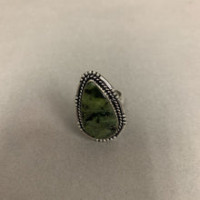 Load image into Gallery viewer, Silver Plated Green Jasper Ring sz 8
