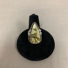 Load image into Gallery viewer, Silver Plated Green Jasper Ring sz 6 Adjustable
