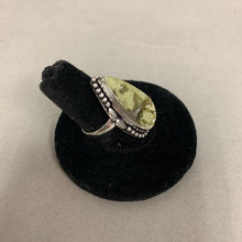 Load image into Gallery viewer, Silver Plated Green Jasper Ring sz 6 Adjustable
