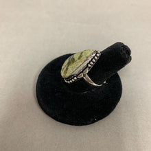 Load image into Gallery viewer, Silver Plated Green Jasper Ring sz 6 Adjustable
