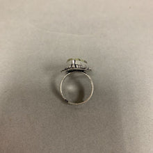 Load image into Gallery viewer, Silver Plated Green Jasper Ring sz 6 Adjustable

