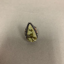 Load image into Gallery viewer, Silver Plated Green Jasper Ring sz 6 Adjustable
