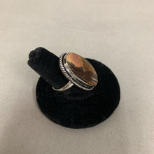 Load image into Gallery viewer, Silver Plated Brown Picture Jasper Ring sz 7 Adjustable
