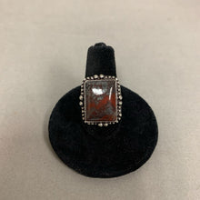 Load image into Gallery viewer, Silver Plated Red Jasper w/ Hematite Inclusion Ring sz 6
