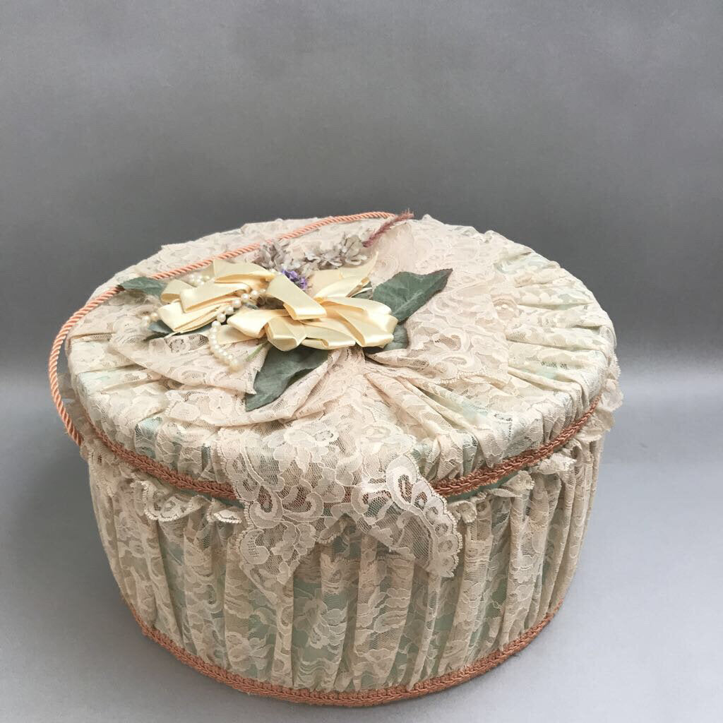 Victorian Lace Covered Hat Box (8x14)