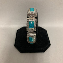 Load image into Gallery viewer, Sterling Turquoise Ornate Link Toggle Bracelet (7.5&quot;)
