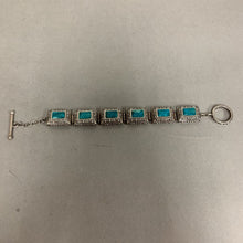 Load image into Gallery viewer, Sterling Turquoise Ornate Link Toggle Bracelet (7.5&quot;)
