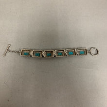 Load image into Gallery viewer, Sterling Turquoise Ornate Link Toggle Bracelet (7.5&quot;)
