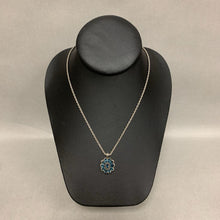 Load image into Gallery viewer, Sterling London Blue Topaz Flower Cluster Pendant on 18&quot; Chain
