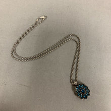 Load image into Gallery viewer, Sterling London Blue Topaz Flower Cluster Pendant on 18&quot; Chain
