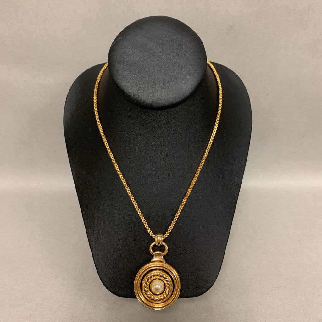 Kenneth J Lane Goldtone Black/White Enamel Switch Necklace (30