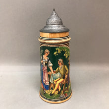 Load image into Gallery viewer, German Beer Stein; Outdoor Scene; &quot;Und der Beutel schlaff ...&quot; (9&quot;)
