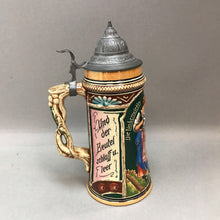 Load image into Gallery viewer, German Beer Stein; Outdoor Scene; &quot;Und der Beutel schlaff ...&quot; (9&quot;)
