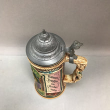 Load image into Gallery viewer, German Beer Stein; Outdoor Scene; &quot;Und der Beutel schlaff ...&quot; (9&quot;)
