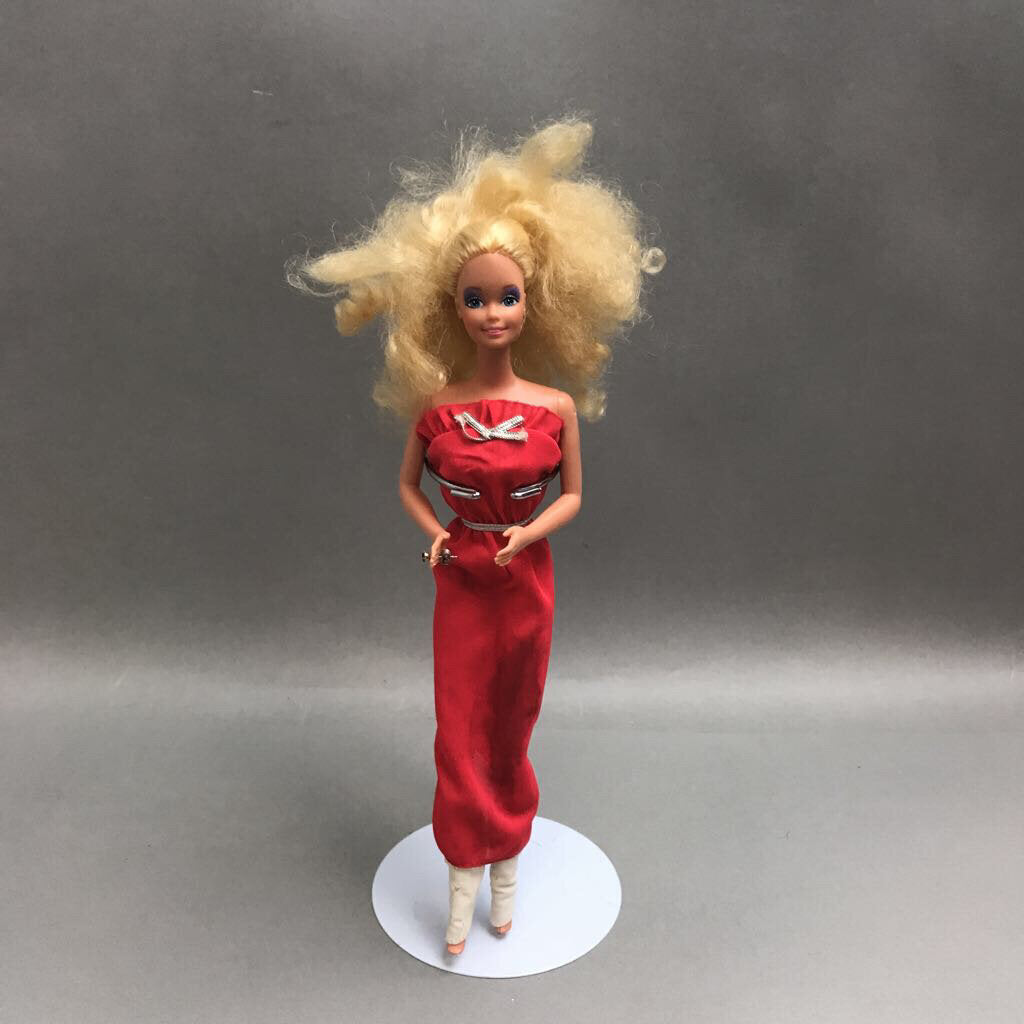 Vintage Blonde Hair Barbie 1966 with Red Dress