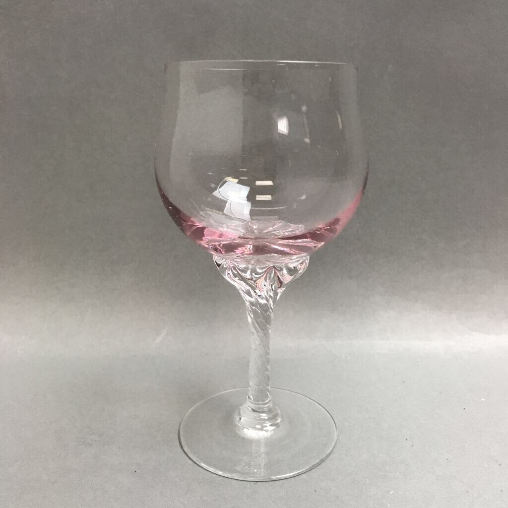 Sasaki Coronation Pink Water Goblet Twisted Stem (6.5