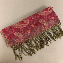 Load image into Gallery viewer, Pink Gold Metallic Paisley Woven Pashmina Scarf
